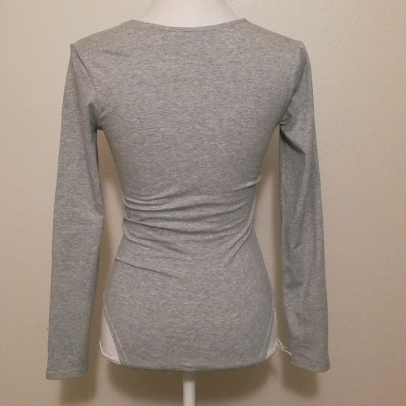 💜Long Sleeve Bodycon Grey Bodysuit - Picture 4 of 8